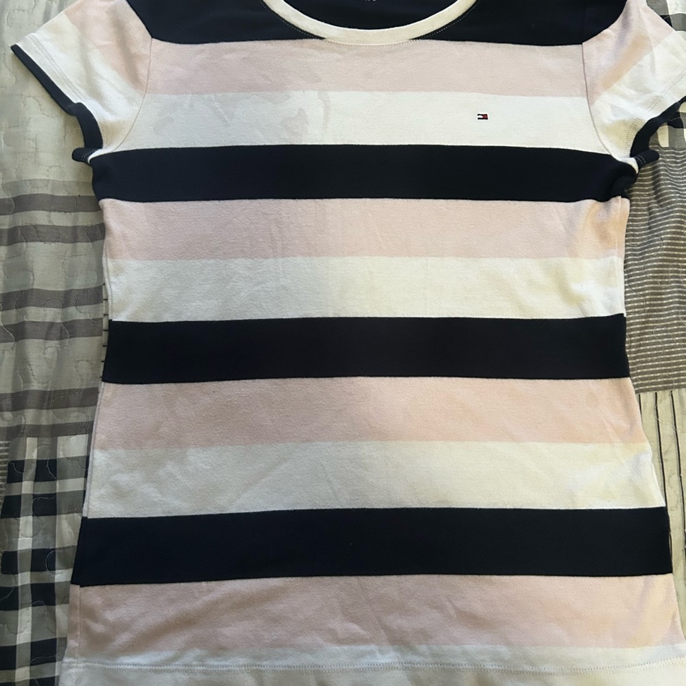Tommy Hilfiger Black, Pink, and White Tee
